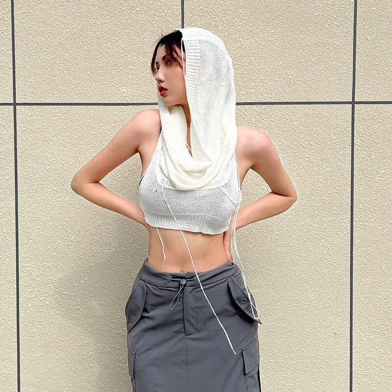 Kliou ยุโรป Street สไตล์แฟชั่นแขนกุด Tanks Hooded Camisoles Slim Crop Tops เสื้อกันหนาวเสื้อลําลองผู้หญิง