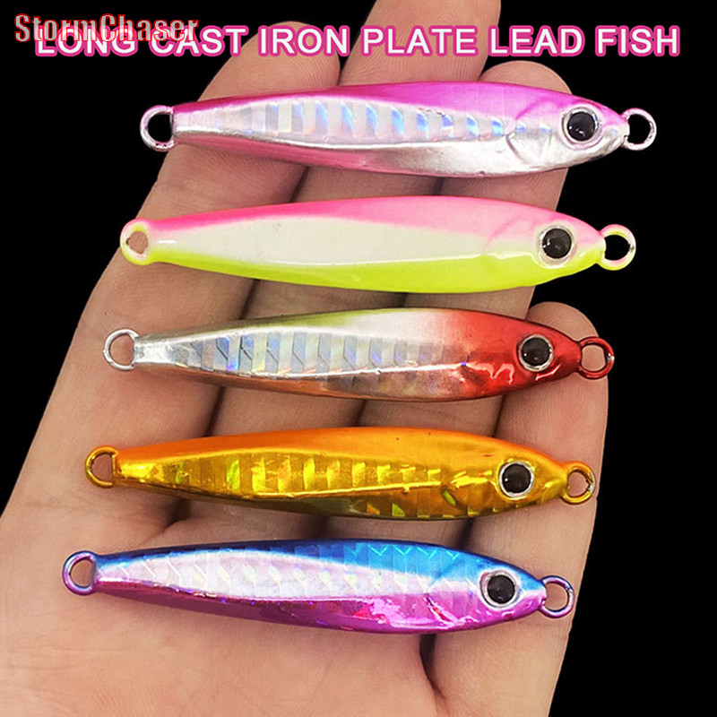 [StormChaser] 1pcs เลเซอร์รุ่นใหม่ 10g 20g 30g 40g 60g Lure Fishing Metal Jig Lure ตกปลาทะเลโลหะ Jig Lure เหยื่อยาวหล่อโลหะ Jig ใหม่