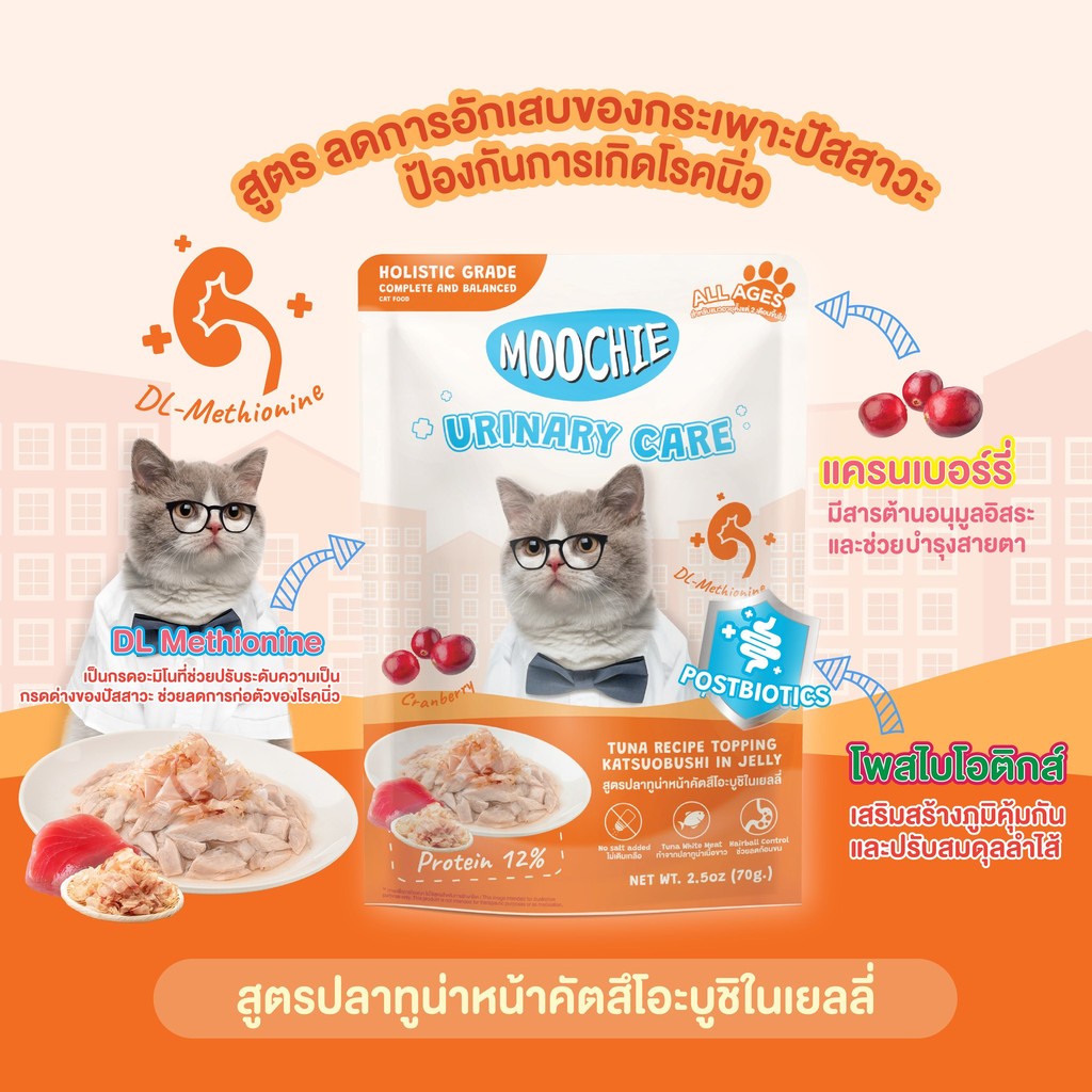 [6-12 ซอง] Moochie มูชี่ อาหารเปียกแมว สูตร Complete & Balanced ทำจากปลาเนื้อขาว ไม่เติมเกลือ ขนาด 70g ราคา ถูกที่สุด ดีลบีเคเค แกลเลอรีภาพที่ 6