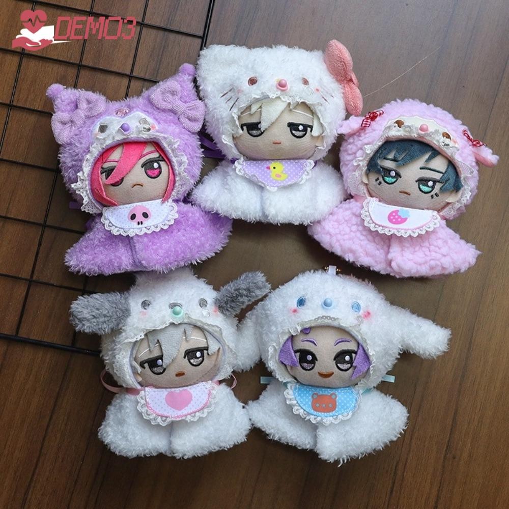 [DEMO3] เสื้อผ้าตุ๊กตา Labubu, Plush Velvet Kitty Kuromi Melody Doll Shirt, Cinnamoroll Pattern 10cm Kawaii Doll Hat for Labubu Dolls