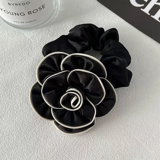 ฝรั่งเศส Elegant Camellia ดอกไม้ Scrunchy แหวนผมแฟชั่น Niche All-Match ต่ําหางม้าเชือกผมความยืดหยุ่นสูงหรูหราอุปกรณ์เสริมผม