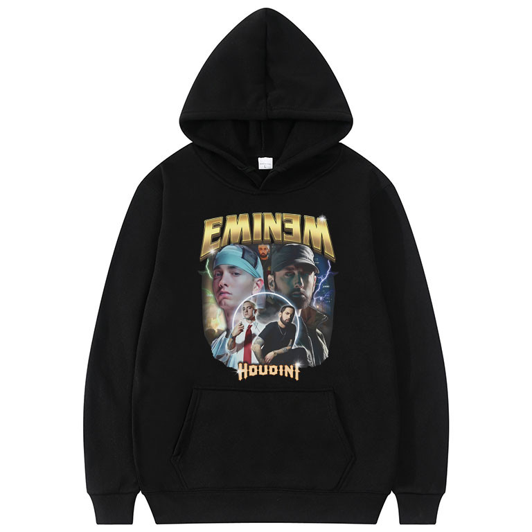 Rapper Eminem The Death Of Slim Shady Houdini Hip Hop Hoodie ชาย Vintage Pullover ขนาดใหญ่ Hooded