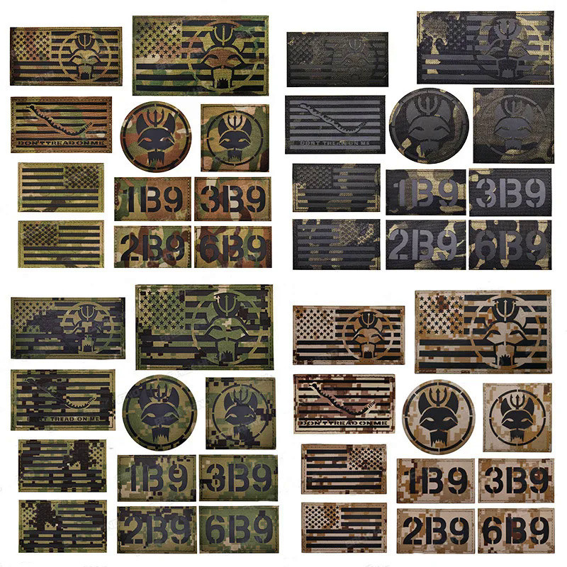 4 รูปแบบสะท้อนแสงอินฟราเรด Call Sign Letter Patch ตกแต่ง MARPAT ป้ายยุทธวิธีทหารแพทช์ AOR2 Woodland Camouflage