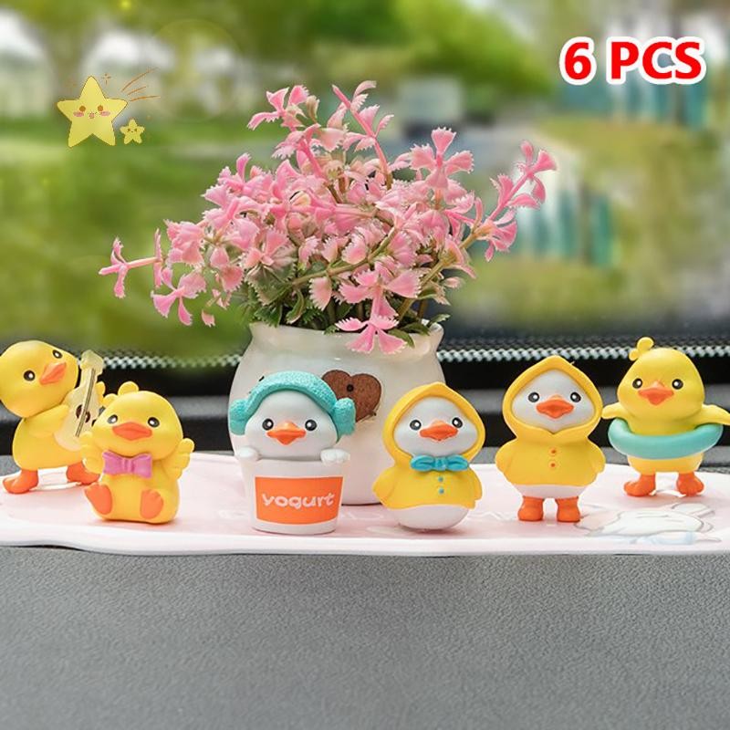 [JBTH] 6pcs การ์ตูนสร้างสรรค์รูปเป็ดมินิตกแต่งน่ารักเป็ดน้อยสีเหลืองคอนโซลกลางรถเครื่องประดับอุปกรณ์เสริม [JB]