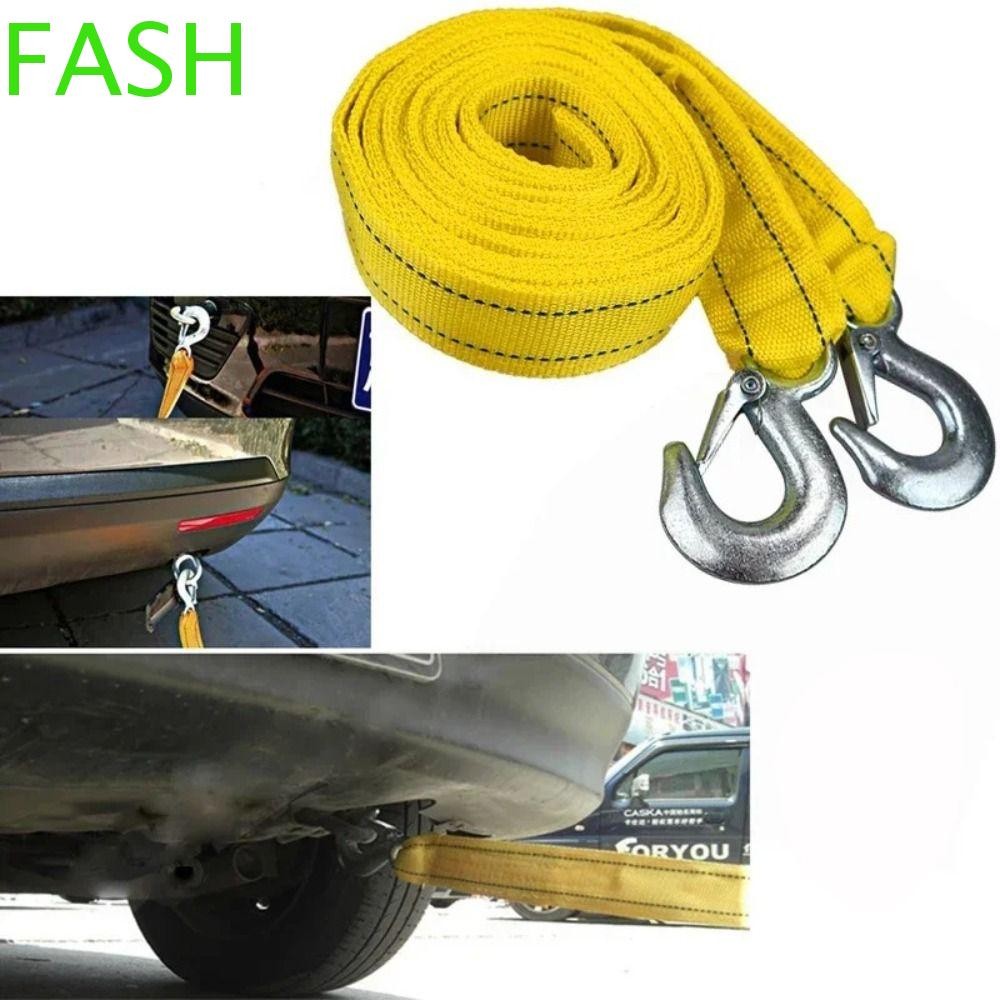 Fash สายลากรถ, เชือกพ่วงความแข็งแรงสูงสําหรับงานหนัก, ชุดกู้ภัยฉุกเฉิน 3M 4M 3 ตัน 5 ตันสายเหล็กฉุกเ