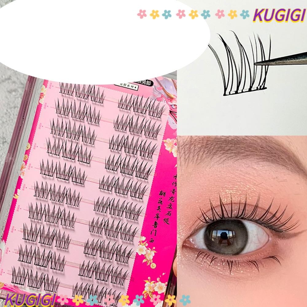 Kugigi ขนตาปลอมที่สมจริงไร้กาว กดบนไม่มีกาวต้องการ Self กาวคลัสเตอร์ Lashes, ดูธรรมชาตินํากลับมาใช้ใหม่กันน้ํา Segmented Eyelashes DIY Eyelash Extension