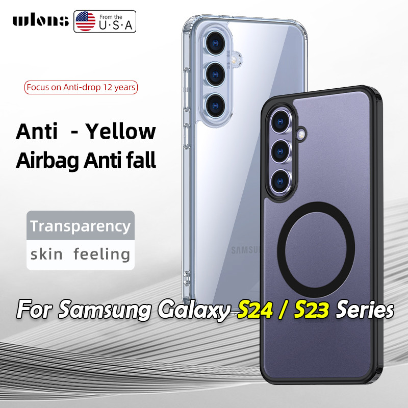 SAMSUNG ปลอกแม่เหล็กสําหรับsamsung Galaxy S24 FE S24FE S23FE GalaxyS24FE S24 S23 Anti-Scratchโปร่งใสFrostedเคสโทรศัพท์กันกระแทกป้องกันพลาสติกแข็งป้องกันลายนิ้วมือปกหลัง