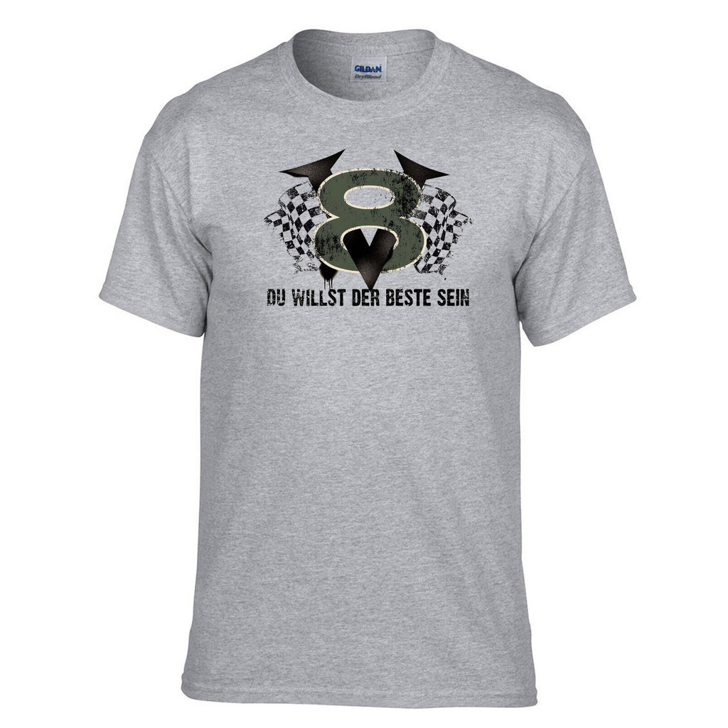 V8 Hot Rod Car Logo สีเทา T-Shirt -060_Grey