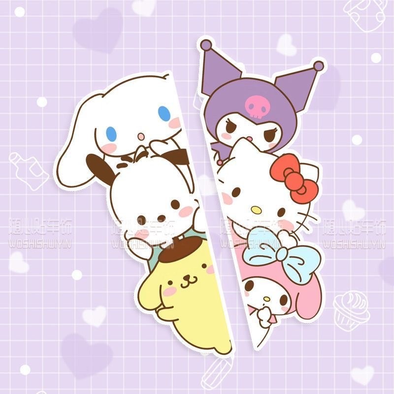 SANRIO สติ๊กเกอร์น่ารักการ์ตูนซานริโอ Pacha dog Kulche กระจกประตูรถ ตกแต่งรถยนต์ไฟฟ้า สติ๊กเกอร์กันน้ํารอยขีดข่วน
