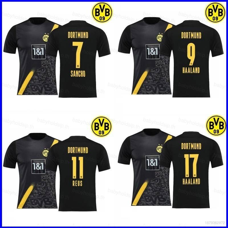 2020-2021 Borussia Dortmund Away เสื้อฟุตบอล Sancho Haaland Reus TShirt เสื้อกีฬาเสื้อฟุตบอล Unisex 