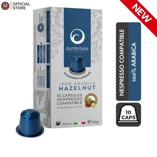 กาแฟแคปซูลกลิ่น HAZELNUT อาราบิก้า 100% สำหรับเครื่อง Nespresso (10 แคปซูล) (PUNTO ITALIA ESPRESSO BRAND)