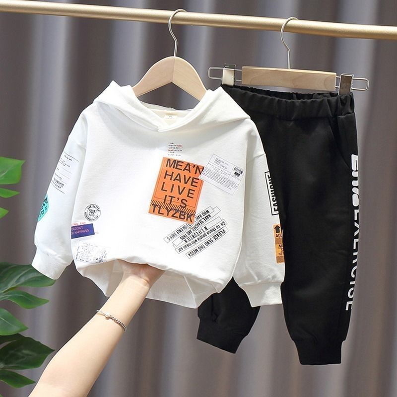 ชุดสูทเด็กผู้ชายเสื้อผ้าฤดูใบไม้ร่วง 2024 เสื้อผ้าเด็กสไตล์ใหม่ฤดูใบไม้ร่วงเสื้อยืดแขนยาวเด็กทารกแฟชั่นเวอร์ชั่นเกาหลีสองชิ้นฤดูใบไม้