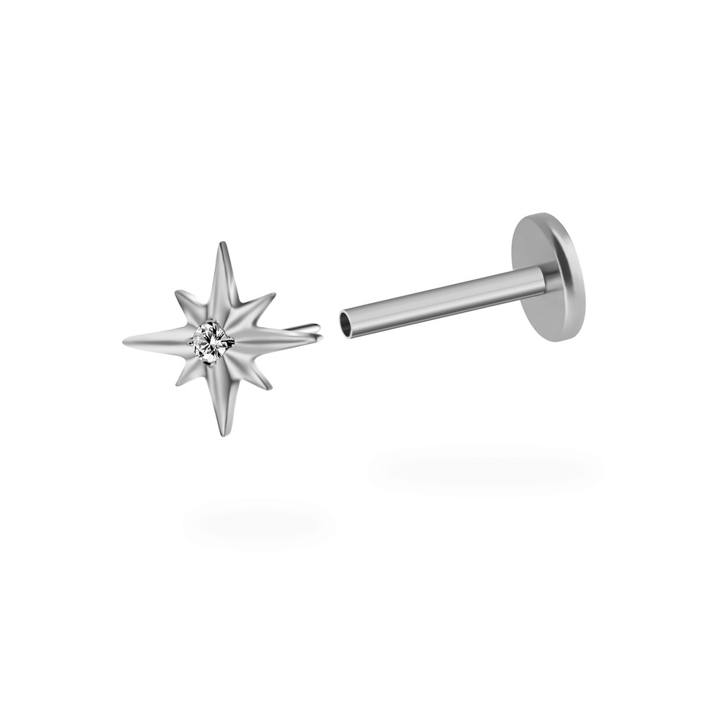 PiJi CZ Star Flatback Titanium Earring (1ชิ้น)