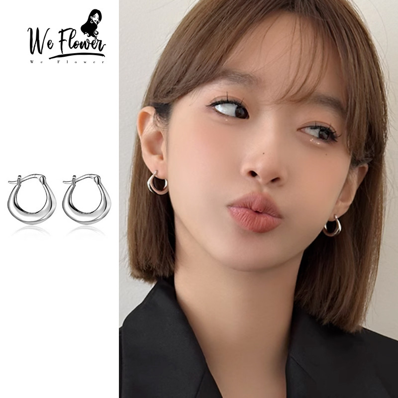 เราดอกไม้ ความเรียบง่าย ส925 เงินรูปไข่วงกลมต่างหูห่วงสําหรับผู้หญิงสาวแฟชั่นเรขาคณิตรอบหูเครื่องประดับของขวัญ