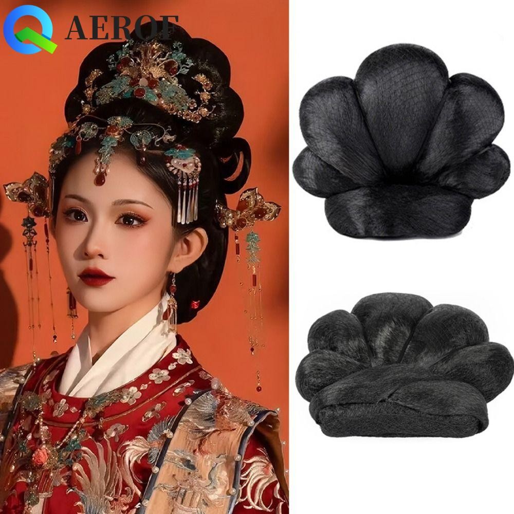 Aerof Retro Chignon ขี้เกียจผมกระเป๋าจีนโบราณวิกผมปลอม Hairpiece DIY Hanfu Princess คอสเพลย์