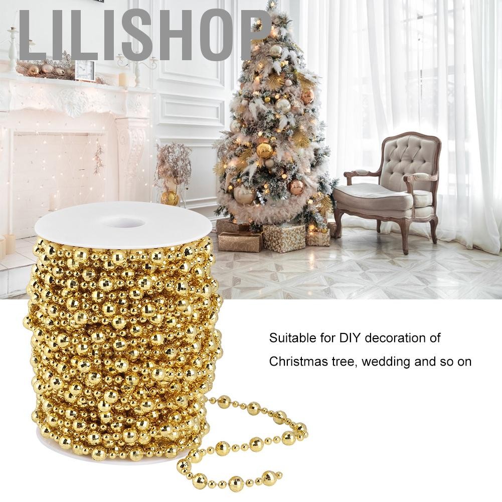 Lilishop 20 เมตรลูกปัดสายมุกเทียมมาลัยม้วนงานแต่งงานงานฝีมือต้นคริสต์มาสตกแต่ง DIY