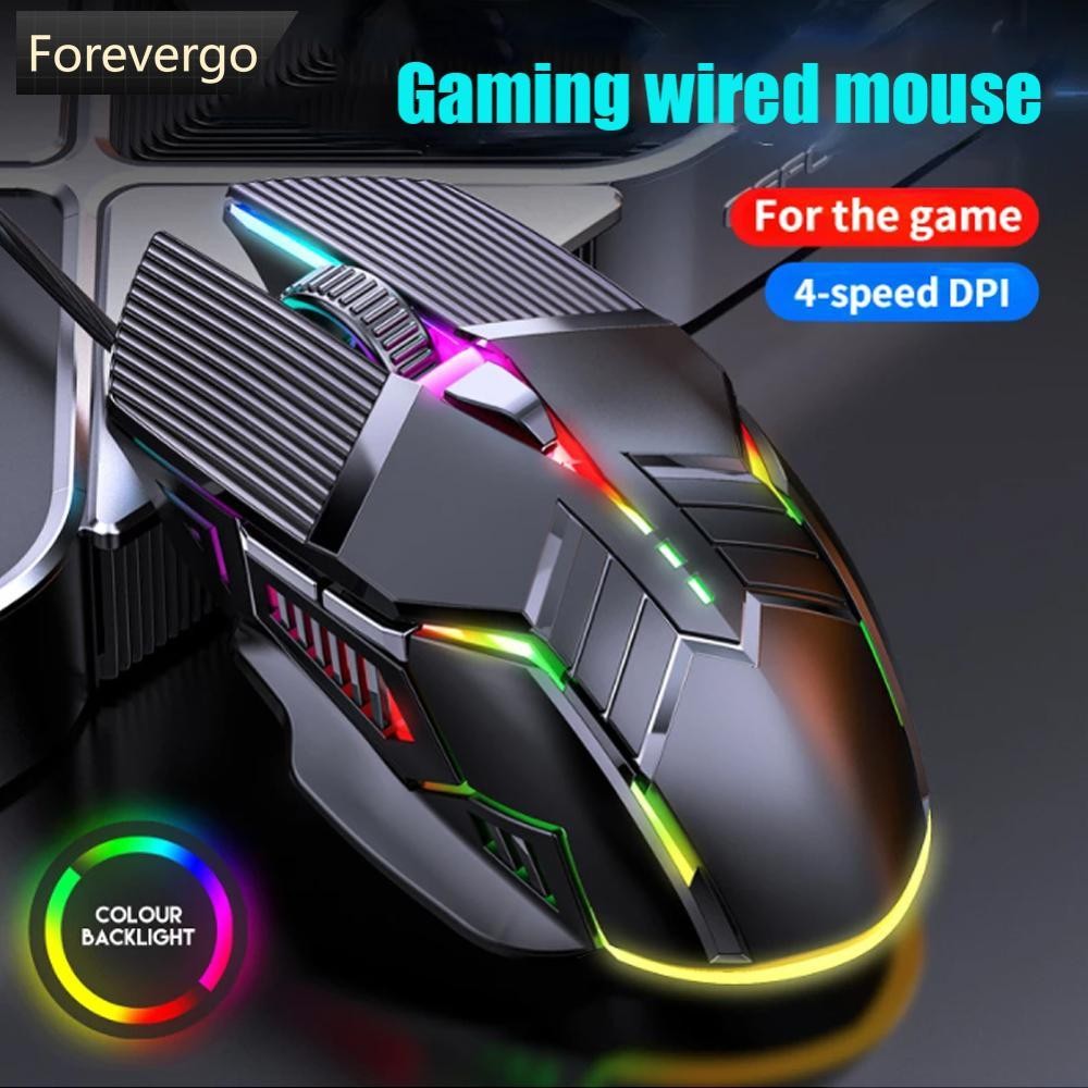 Forevergo Ergonomic เมาส์สําหรับเล่นเกมแบบมีสาย USB เมาส์คอมพิวเตอร์สําหรับเล่นเกม RGB เมาส์ Gamer เ