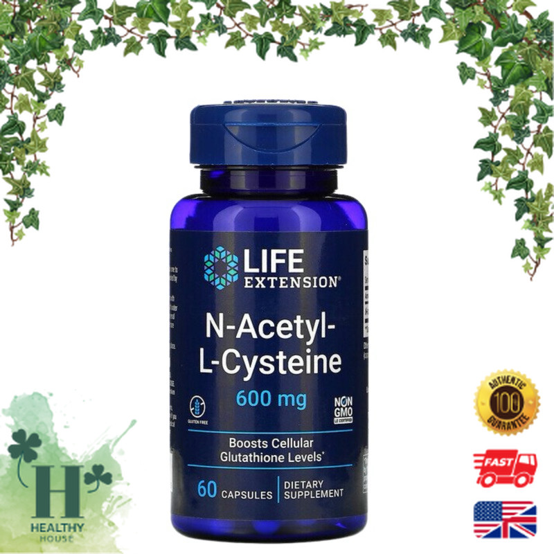 พร้อมส่ง Life extension nac  N-Acetyl-L-Cysteine 600 mg 60 Vegetarian Capsules