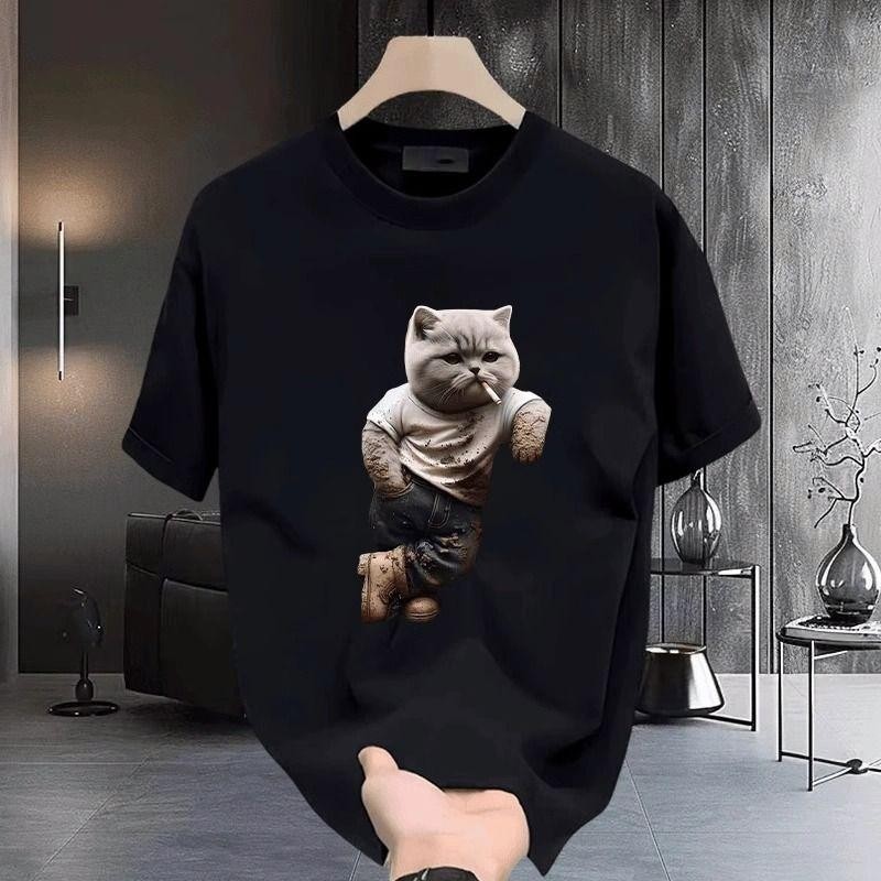 เสื้อยืดคอกลมลายการ์ตูนอนิเมชั่น ผ้าฝ้าย 100% สไตล์เพ้นท์เกาะ ผ้าไหม ผ้าสำลี ผู้ชาย ตาราง Man Clothing