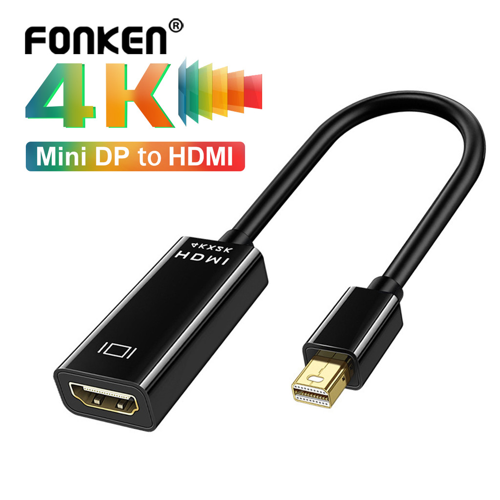 Fonken Mini DisplayPort เป็นอะแดปเตอร์ที่รองรับ HDMI 4K/30Hz Mini DP Male to HD Female Converter เข้ากันได้กับ McBook Air/Pro