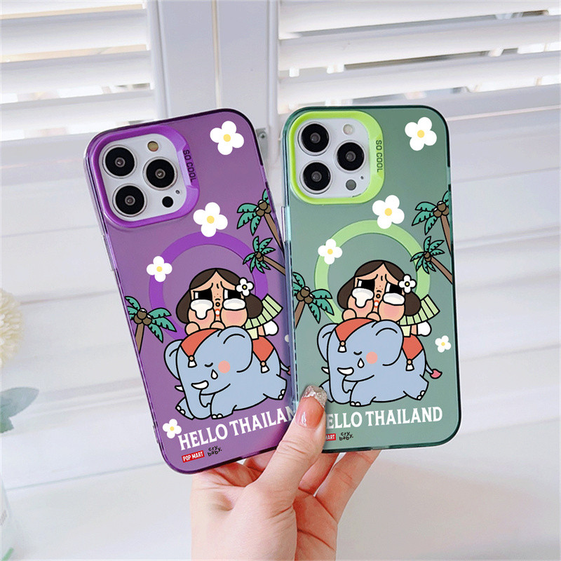 Popmart CryBaby ในประเทศไทย Micro Frosted Hard MagFit เคส iPhone สําหรับ iPhone 16 Pro Max 16 Plus 15 Pro 14+ 13 Pro Max 12 ป้องกันลายนิ้วมือแม่เหล็ก iPhone 11 ฝาครอบ