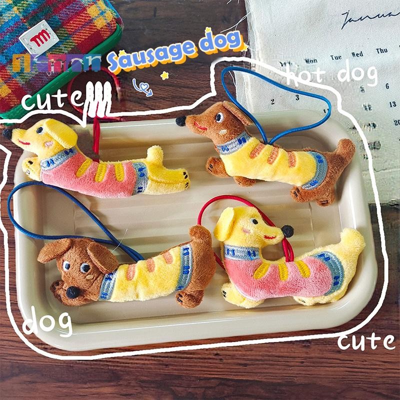 [Lemon] Kawaii Dachshund ตุ๊กตาตุ๊กตาการ์ตูนตุ๊กตาลูกสุนัขพวงกุญแจจี้กระเป๋าเป้สะพายหลัง Charm กระเป๋าน่ารักแขวนตกแต่งของขวัญเด็กใหม่
