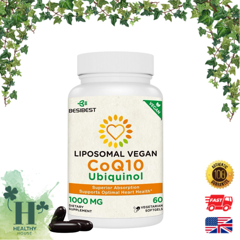 พร้อมส่ง Besibest Liposomal CoQ10 Ubiquinol 1000 mg 60 Vegan Softgelsสำหรับดูแลสุขภาพหัวใจและพลังงาน