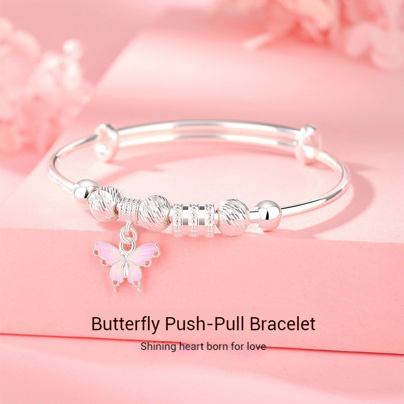 JF ผีเสื้อเลื่อน 999 สร้อยข้อมือเงินสเตอร์ลิงใหม่จีน Niche High-End หญิงปรับขนาดเครื่องประดับของขวัญ