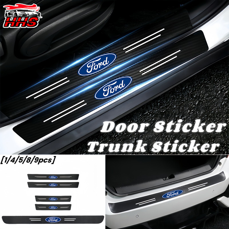 Sieece สติกเกอร์คาร์บอนไฟเบอร์ ท้ายรถ กันรอยประตูรถยนต์ สําหรับ Ford Ranger Fiesta Everest Ecosport Transit Focus Explorer Mustang Mondeo Territory