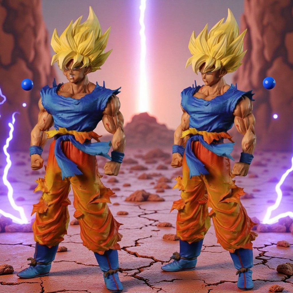 Dragon Ball Z Original First Super Saiyan Son Goku รูปปั้นรูปของเล่นสะสมสามารถเปลี่ยนหัว