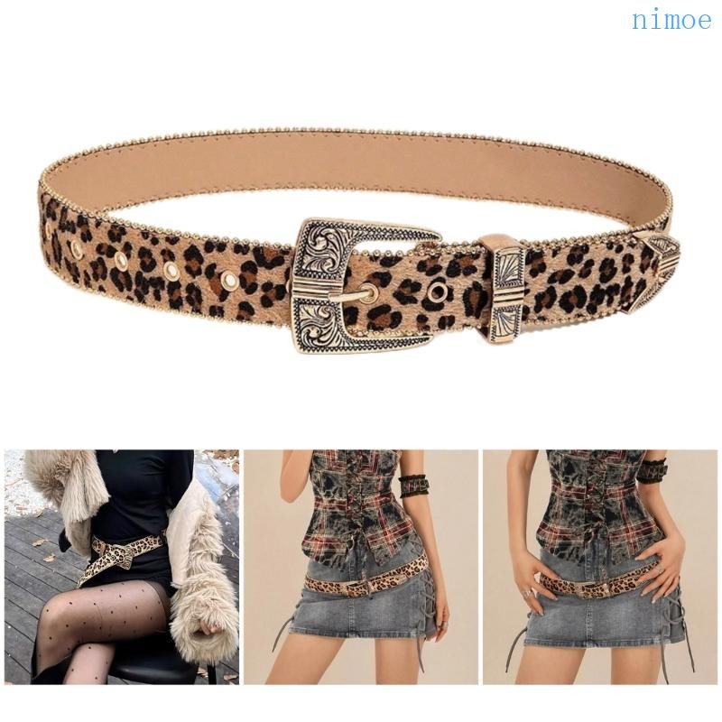Women Waist Belt Leopard Pattern Belt for Jeans Pants 2000s Girl Belt Waist Decors