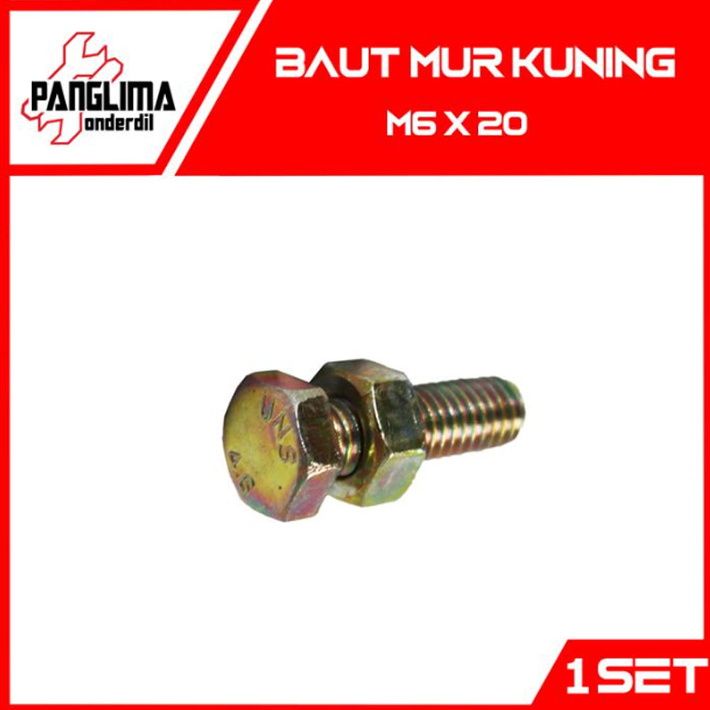 1 PC Bolt Nut M6 X 20 M 6 x 20 6 20 6x20 สีเหลือง Hex หกเหลี่ยม Bolt Nut