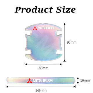 【ZEMAR】4/8Pcs รถประตูชามสติกเกอร์ Anti Scratch สติกเกอร์เลเซอร์ที่มีสีสันรถมือจับประตูกระจกมองหลังป้องกันรุ่นหนาสําหรับรถหลายรุ่น