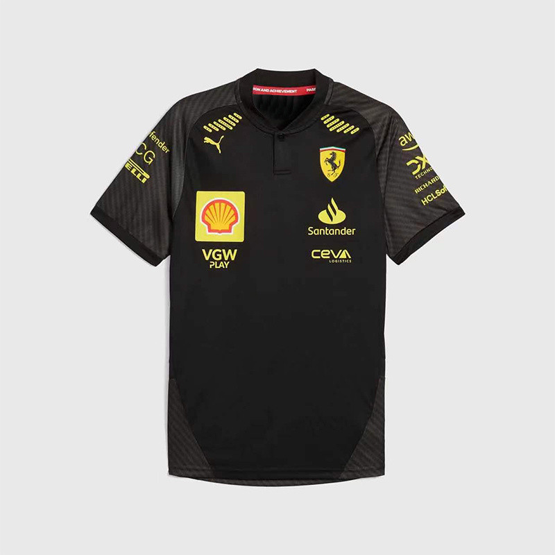 2024 new F1 racing suit, black and gold custom style, quick-drying breathable T-shirt, Leclerc, Lewi