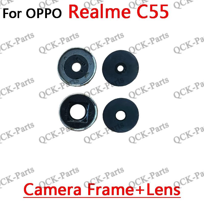 เลนส์กล้องด้านหลังด้านหลังพร้อมกรอบสําหรับRealme C55 RMX3710 สติกเกอร์ทดแทน