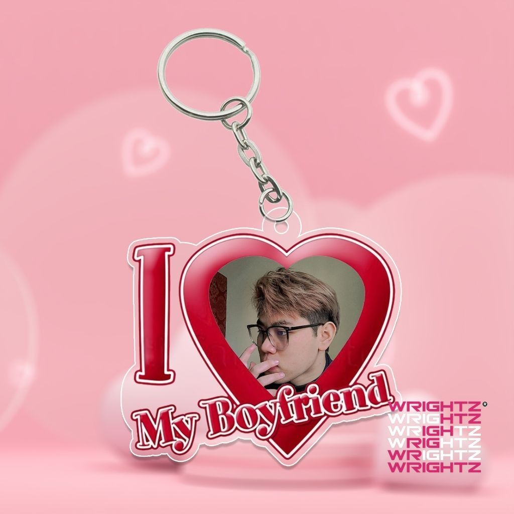 I Love My Boyfriend Girlfriend Heart พวงกุญแจอะคริลิค พวงกุญแจพวงกุญแจสําหรับกระเป๋าพิมพ์ตามความต้อง