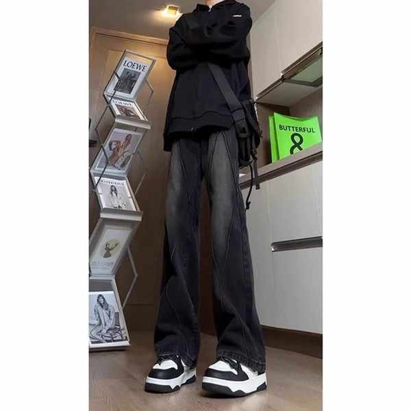 กางเกงยีน baggy jeans หญิง กางเกงยีนส์สูงเอวslimmer fit flared สไตล์เรโตรสำหรับทั้งผู้ชายและผู้หญิง