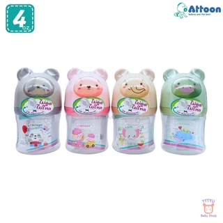 Attoon ขวดนมคอกว้าง แพ็ค 4 ขวด ขนาด 4 ออนซ์ 8 ออนซ์ รุ่น Safari พร้อมจุกไม่ดูดไม่ไหล TTTYU Baby Shop