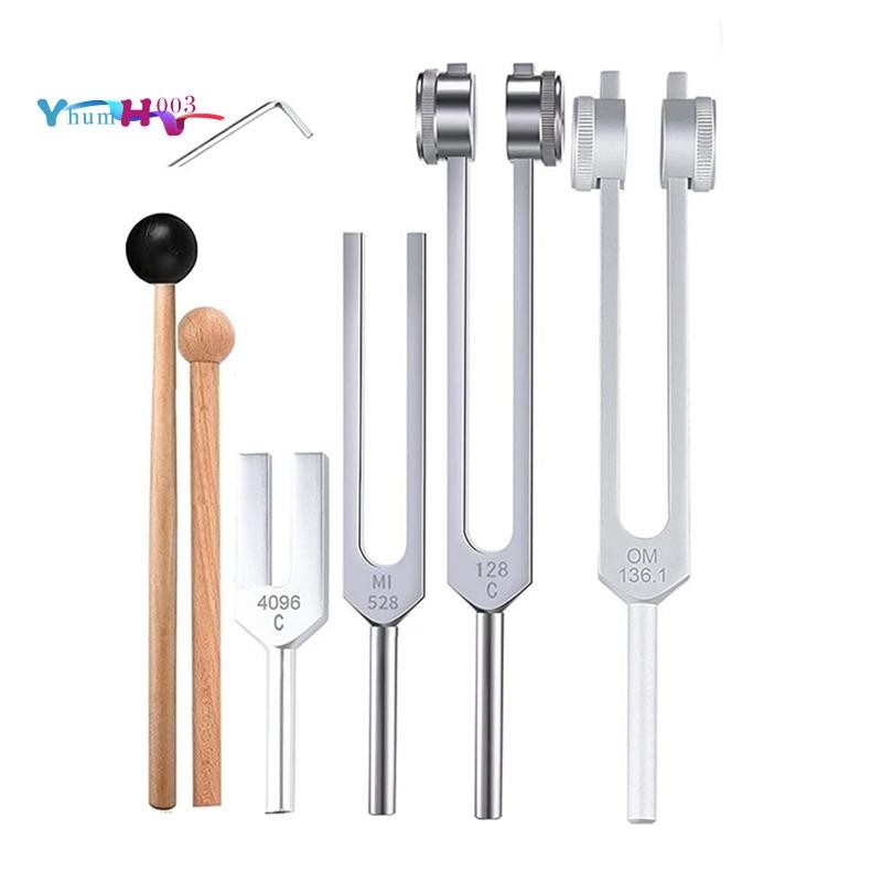 [yhumh003]ชุดส้อมปรับ 4 ชิ้น(128Hz, 136.1Hz, MI 528Hz, 4096Hz),สําหรับ Healing Chakra,Sound Therapy,