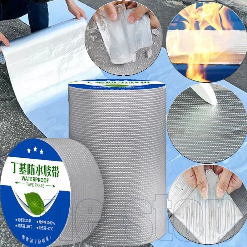 เทปกันน้ํายางบิวทิลมีกาวในตัวสําหรับซ่อมรอยรั่วของหลังคาเทปซีลพร้อมกาวที่แข็งแกร่งเทปกันน้ําสีเงิน