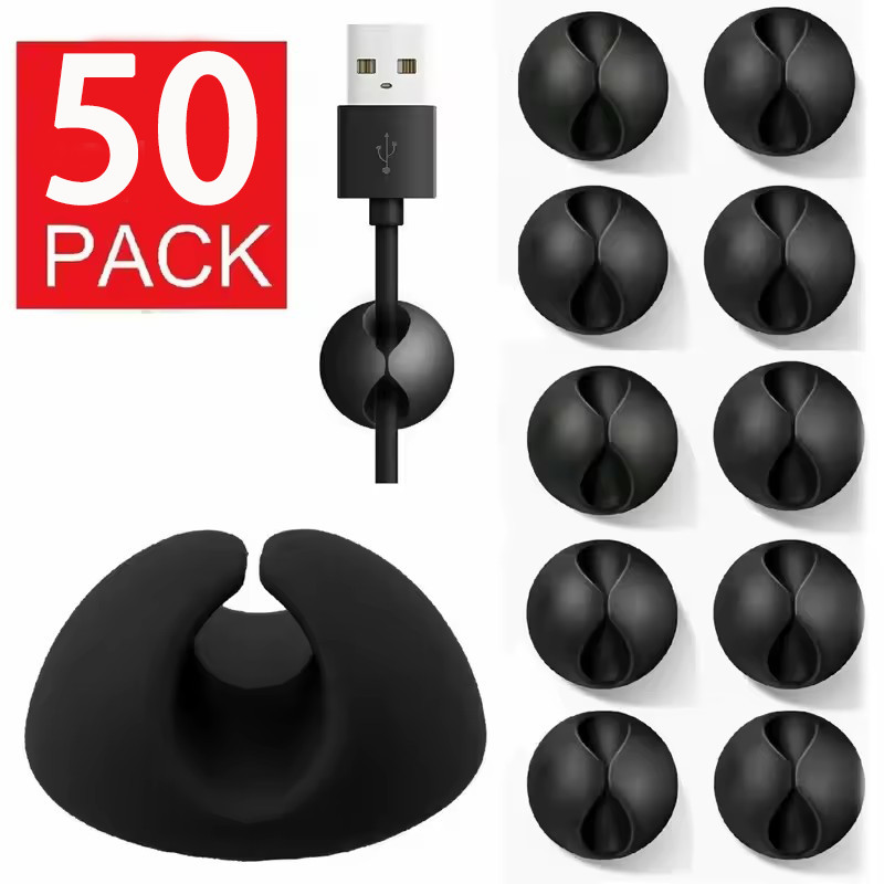 10/30/50 ชิ้นซิลิโคน USB Cable Organizer / Cable Winder Desktop Tidy Management คลิป