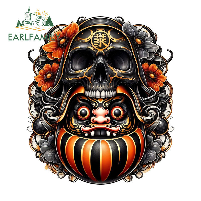 EARLFAMILY Daruma Zen Founder สติกเกอร์รถศิลปะกันน้ํา Campervan สเก็ตบอร์ดแก้วไวนิล Decal Amusing Occlusion Scratch อุปกรณ์เสริมภายนอก