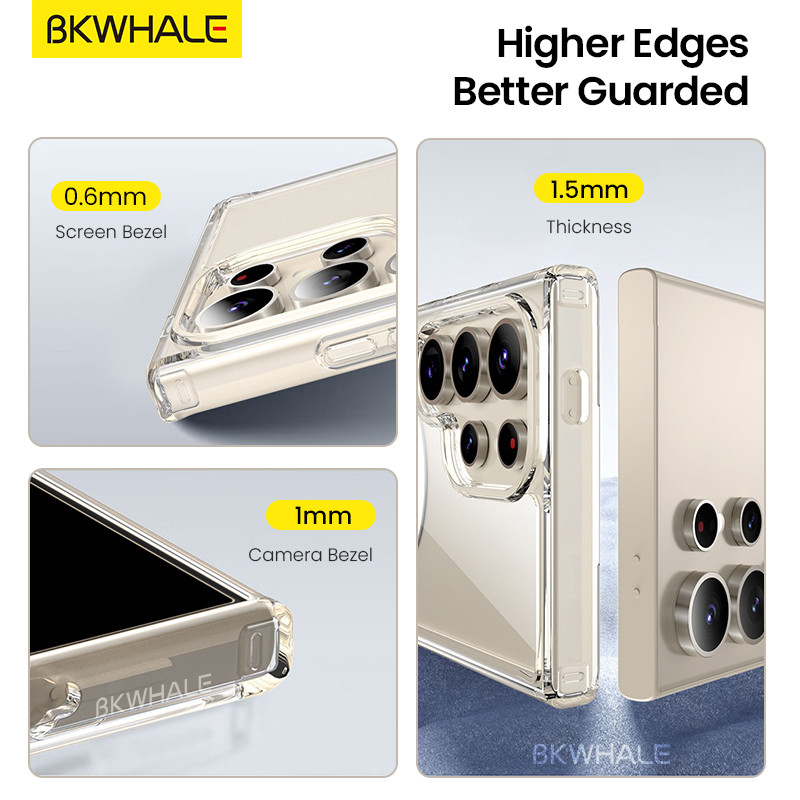 SAMSUNG BKWHALE Magnetic Clearเคสโทรศัพท์สําหรับSamsung S25 S24 S23 Ultra Plus S25 + S23 + S24 + กันกระแทกปกหลังAntiสีเหลืองปลอก - รูปที่ 2
