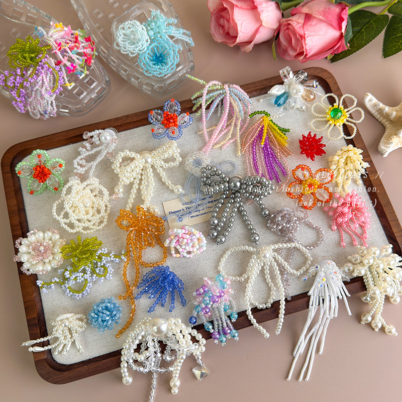 เจลลี่รองเท้าคริสตัลโปร่งใส สำหรับรองเท้าสไตล์เจ้าหญิงและเกาหลี ตกแต่งลายดอกไม้