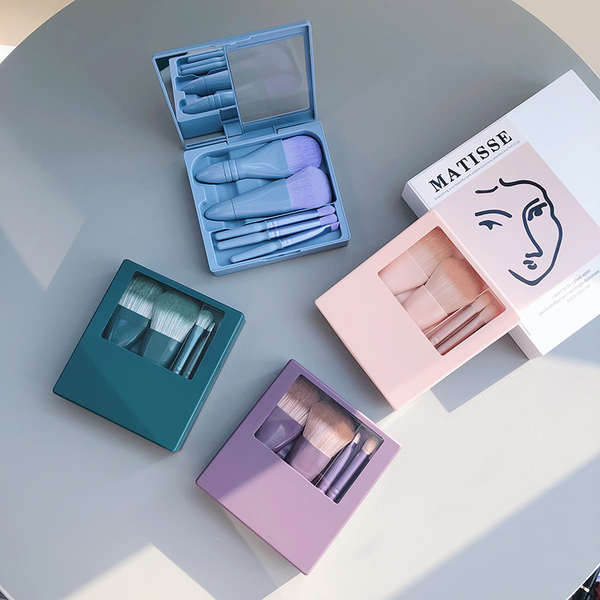 toner pad laglace แปรง hourglass ของแท้ Cangzhou ชุดแปรงแต่งหน้าขนาดเล็กแบบพกพา5ชิ้นพร้อมที่เก็บกระจ