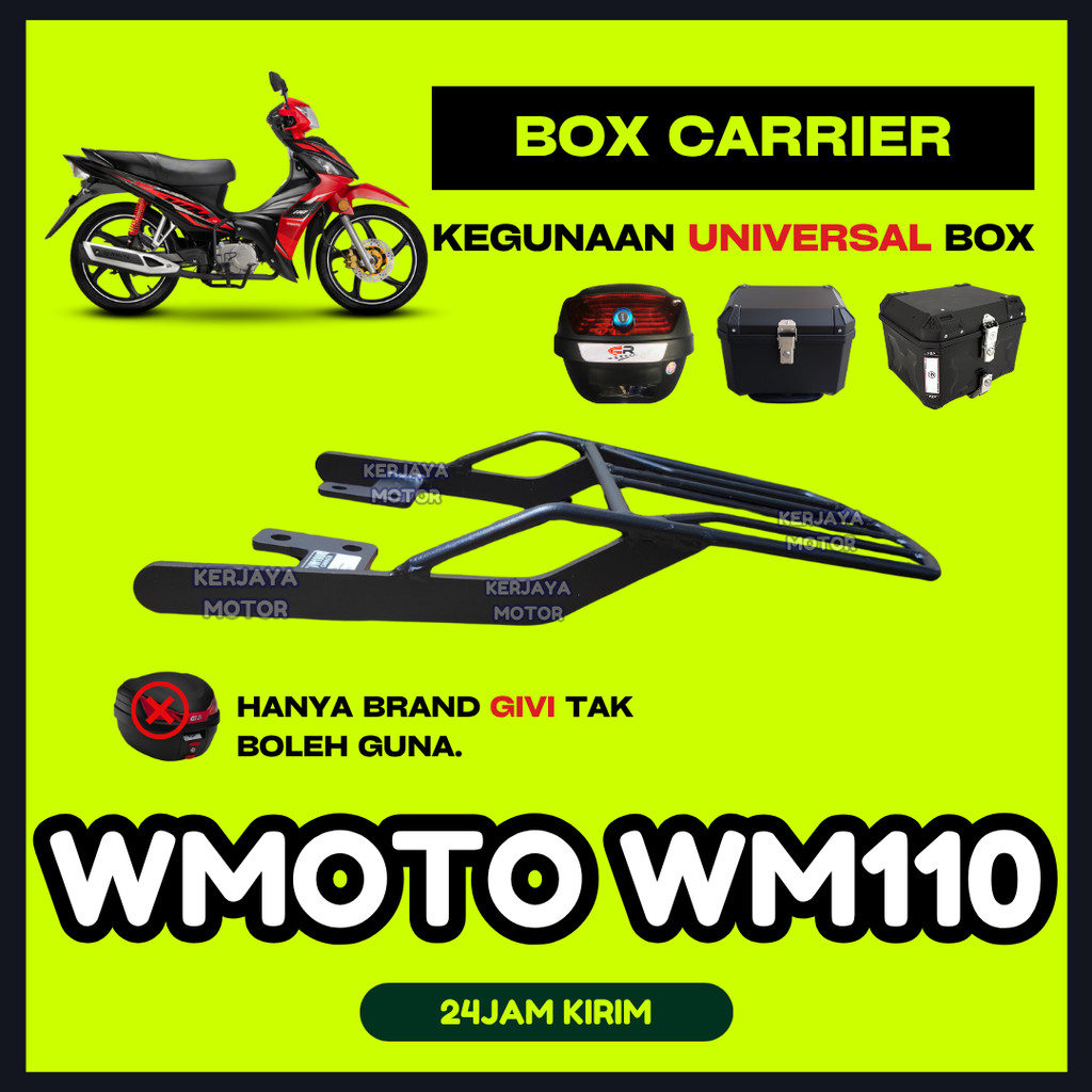WMOTO WM110 WM 110 W100R REAR BOX MONTRACK BOX CARRIER KAKI HEAVY DUTY PVC KOTAKANG
