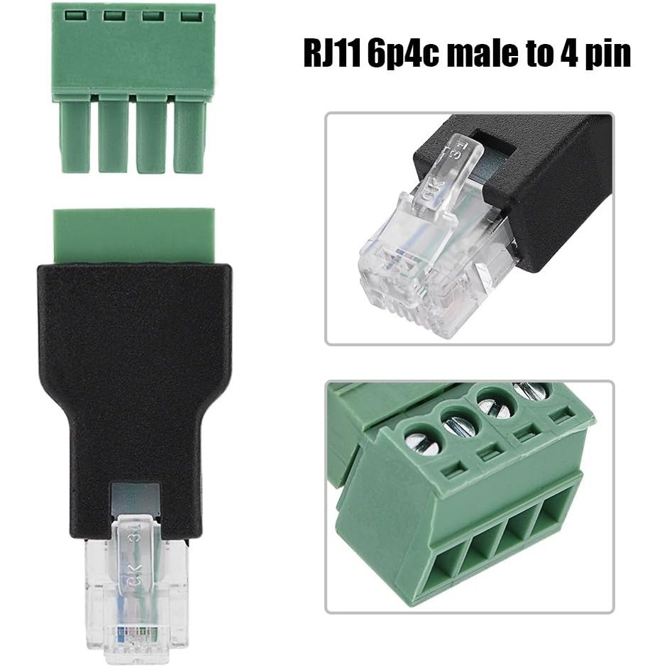 อะแดปเตอร์เทอร์มินัลสกรู RJ11 ถึง, 6P4C ชาย 4 พินบล็อกขั้วต่อสําหรับโมเด็มพร้อม EIA/TIA 568B โครงสร้