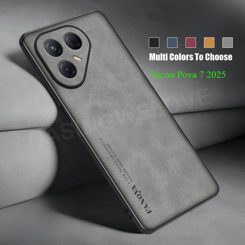 ปลอกสําหรับ Tecno Pova 7 8 TECNO Pova 7 Ultra Pova 8 Pro 5G 4G 2025 แฟชั่นหรูหราหนังแกะหนังเคสโทรศัพท์ซิลิโคนอ่อนนุ่มป้องกันกล้องกันกระแทกฝาหลัง