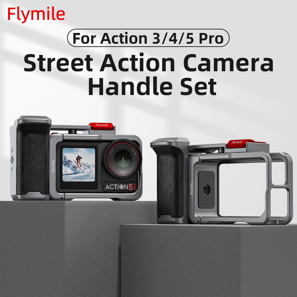 สําหรับ DJI ACTION 5 PRO/4/3 กล้อง Street Handle ชุด Shock ดูดซับและ Anti Drop กล้องกีฬา Action5 ขยายกรงกระต่ายอุปกรณ์เสริมอะแดปเตอร์