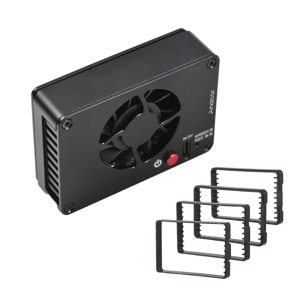 Andoer FS-04B กล้องพัดลมระบายความร้อนระบบทําความเย็นภายนอก 2 ความเร็วพัดลม 4 ชิ้นอะแดปเตอร์ติดตั้งสํ
